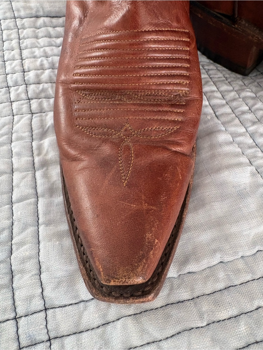 Lucchese Chestnut Brown Leather Cowboy Boots - Picture 9 of 10